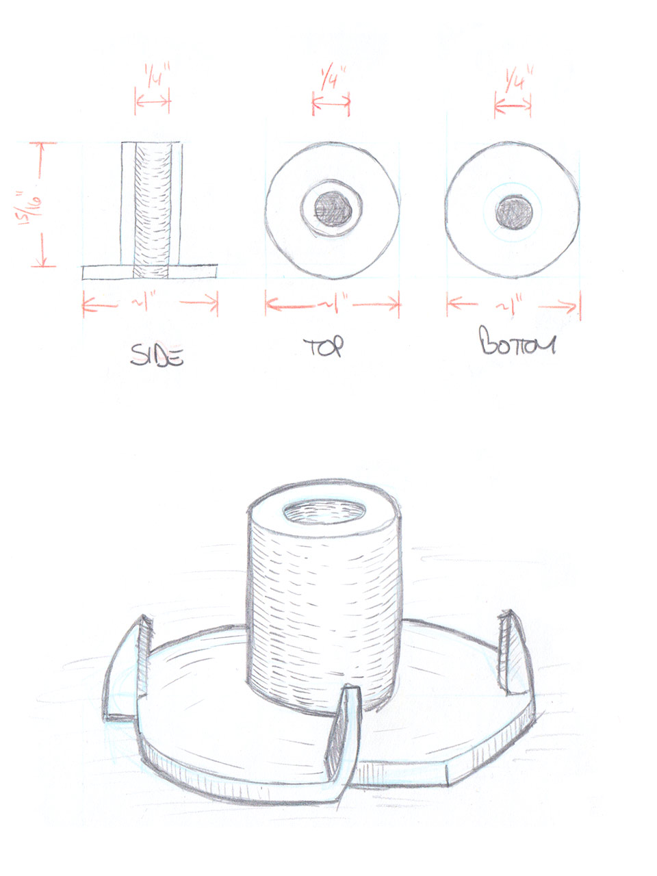 Kinetic Cabinet Prototype 2nd Gear Bushing Sketch